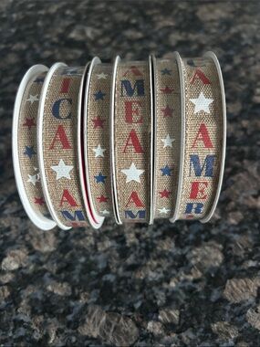 CELEBRATE IT RIBBON RED WHITE &  BLUE LOT OF 6 ROLLS NWT